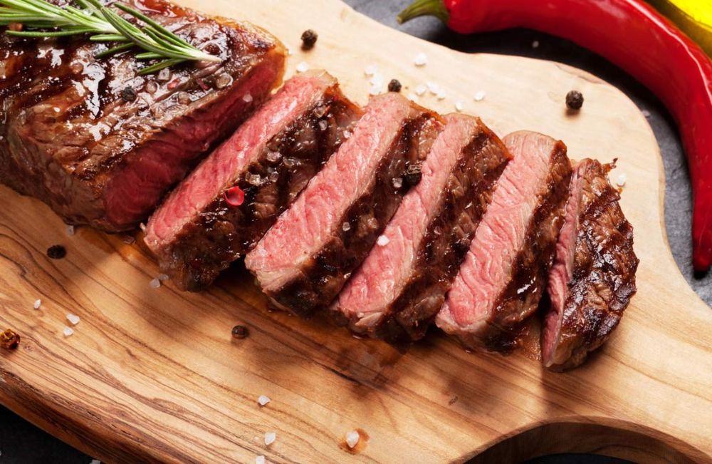 Red meat in Wooden board