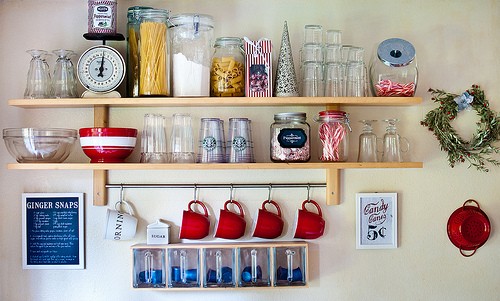 kitchen and utensils in wall