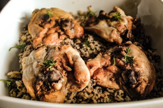 Vegetables, Brown Rice, And Chicken.