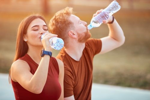 couple drinking water